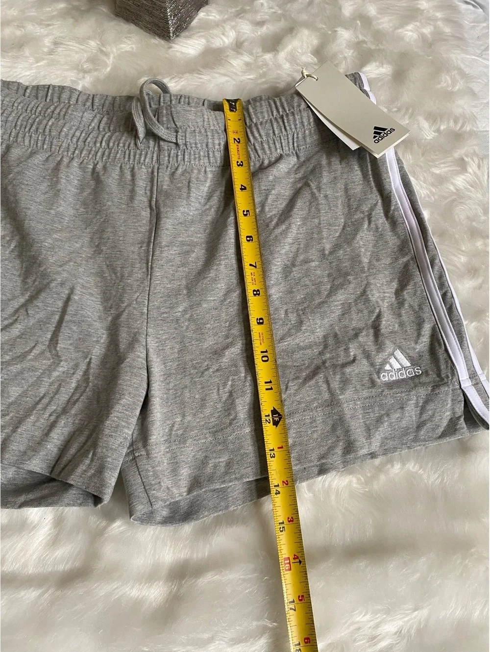 Adidas Women's Gray Shorts with White Stripes, Size L